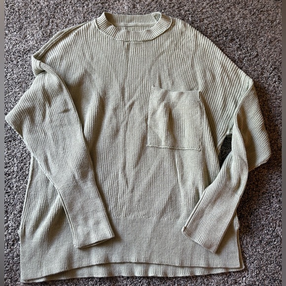 Pistola Green Crewneck Sweater Soft Textured Relaxed Fit